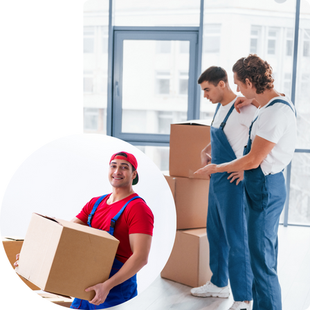 Happy family moving with boxes